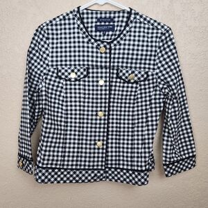 Jones New York Black White Checked Fitted Jacket PS NWT (5197)